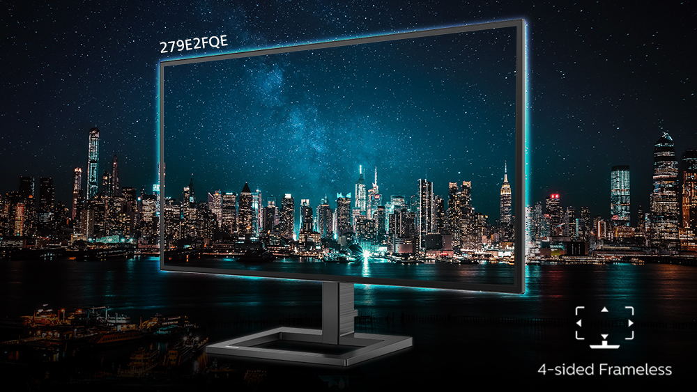 The streamlined appearance of this 4-sided frameless monitor combines visual aesthetics and performance.