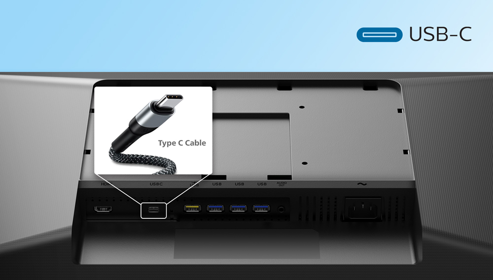 Close-up of USB-C port and cable