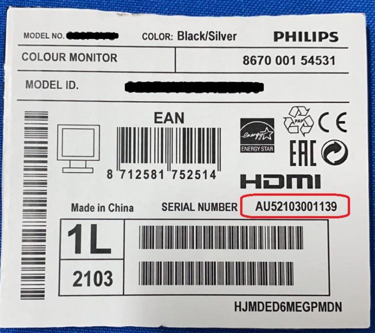 Philips Monitors serial tag